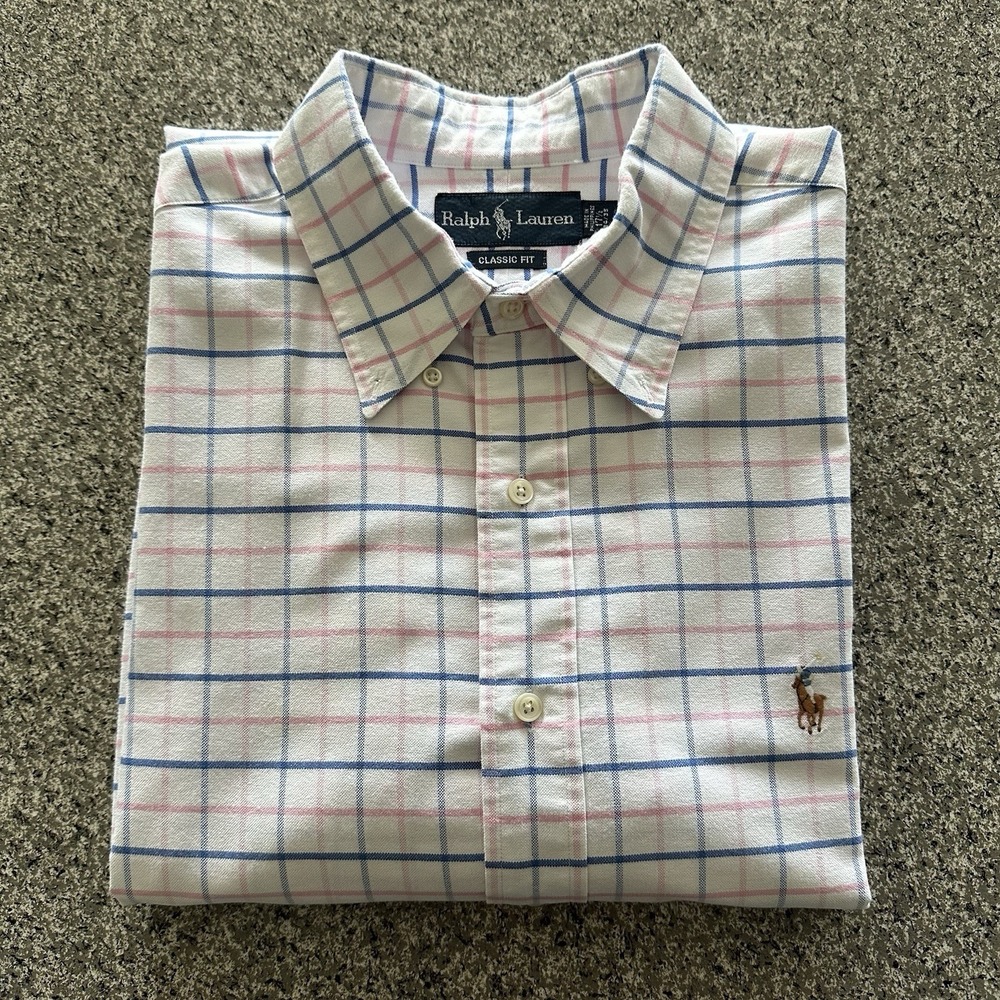 Ralph Lauren Button Down Shirt Mens Size 17 1/2 (34/35) Classic Fit‎ Oxford